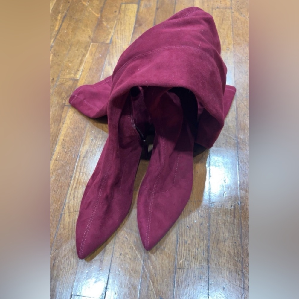 Zara Burgundy Over-the-Knee Boots 10